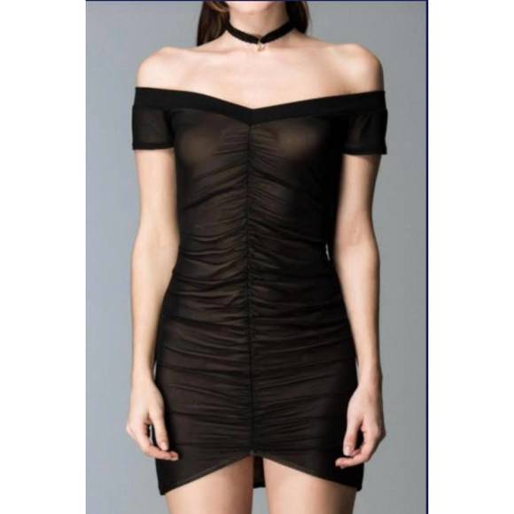 NEW BLUE BLUSH ruched mini dress in black - Picture 2 of 3